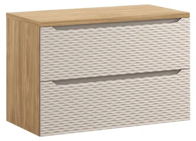 Produktbild von Badezimmer-Set YOKA beige: Unterschrank mit Schubladen 90 cm + Waschtischplatte