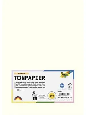 Farebný papier, A3, 130 g, 50 listov, FOLIA, perleťovo biely