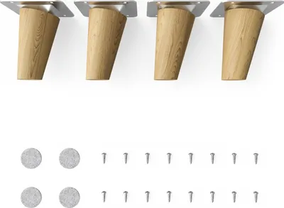 Produktbild von 4x sossai Holzfüße rund - schräge Ausführung 8cm Eiche