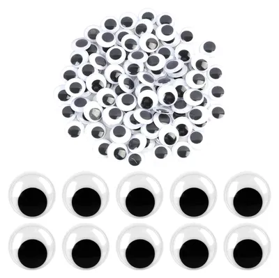 100 selbstklebende Wackelaugen 20 mm, schwarz-weiß, für Bastelprojekte