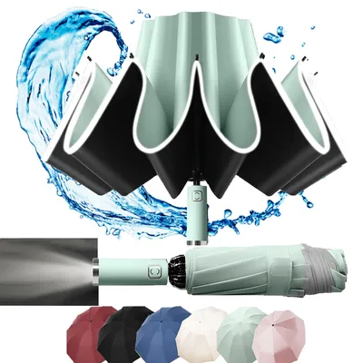 Imagen del producto de Paraguas plegable, diseño invertido, compacto, resistente al viento, repelente al agua, ideal para llevar ContiGo!