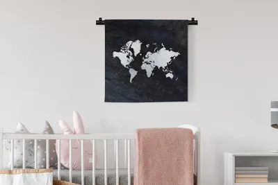 Produktbild von MuchoWow® Wandteppich Wandbehang Weltkarte - Sternenhimmel - Weiß 60x60 cm Tapisserie Dekoration Wandtuch - Dekorationen - Wand Decke