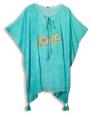Imagen del producto de Colección Nómada Sari Mediterráneo - Kaftan - Diseño de Corazón en Turquesa y Oro