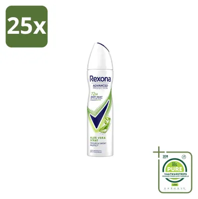 Immagine prodotto di 25 spray deodoranti Rexona, profumo Aloe Vera, 150 ml, confezione grande, 25 pezzi