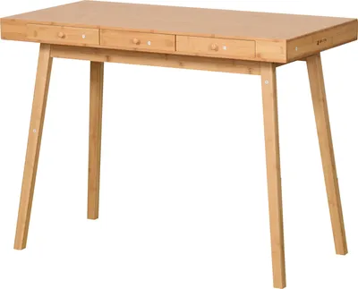 Produktbild von Schreibtisch mit 3 Schubladen aus Bambus Arbeitstisch für Büro Home Office oder Arbeitszimmer 100x50x75cm Natural