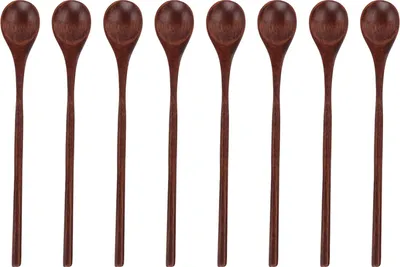 Immagine prodotto di 8 cucchiai di legno con manico lungo, sicuri, inodori, delicati, robusti, durevoli, per mescolare il legno