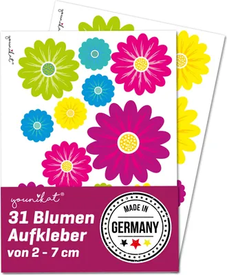 Produktbild von Blumen-Aufkleber Set in verschiedenen Motiven (Gerbera Bunt)