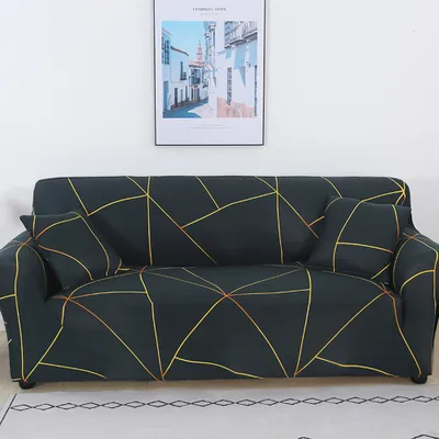 Obrázek produktu pro Elastický potah na pohovku 1 2 3 4místný potah Stretch Moderní vzor potahu na pohovku Potah na pohovku (černé čáry, 2místný 140cm-190cm)