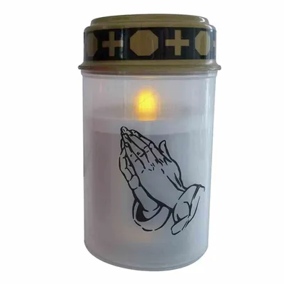 Image de Lampe funéraire LED avec couvercle blanc avec piles
