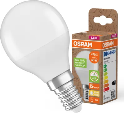 Zdjęcie produktu dla OSRAM HOMELIGHTING 4058075832084 LED (monochrome) EEC F (A - G) E14 Teardrop shape 4.9 W = 40 W Warm white (Ø x L) 45 mm x 79 mm 1 pc(s)