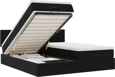 Produktbild von vidaXL Ottoman-Bett mit Matratzen Schwarz 200x200 cm Samt