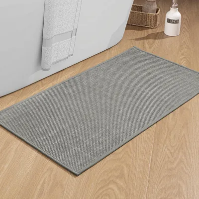 Produktbild von Badematte 43 x 81 cm, rutschfeste Badematte mit Gummirückseite, rutschfest, waschbar, grau