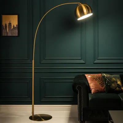 Produktbild von cagü: Design Bogenlampe LUXX Gold mit Goldfuß 205cm Höhe Designklassiker