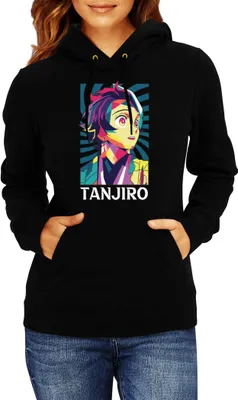 Zdjęcie produktu dla Damska Bluza Z Kapturem Demon Anime Slayer Tanjiro Kamado 012, Lady S / Czarny