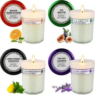 Produktbild von YRHome Aromakerze 120g – 4-teiliges Set mit Dosenglas & Aufkleber, Schlafzimmerdekoration Hausduft Geschenkset