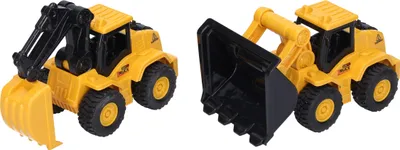 Produktbild von Spielzeug Bagger oder Bulldozer mit beweglichen Armen und Schaufeln, 17 cm