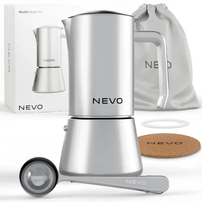 Produktbild von NEVO Espressokocher Edelstahl 6 Tassen – Induktion, spülmaschinengeeignet