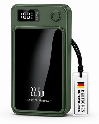 Produktbild von Magnetische Powerbank 10000mAh Mini PD 22.5W Schnellladen mit LED Display Wireless Power Bank – Grün / 5000 mAh