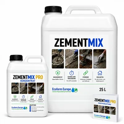 Produktbild von Zementmix Pro Konzentrat – ergibt 25 L wasserdichten Beton & Mörtel – für Estrich, Stuck und Zementmörtel – Innen & Außen