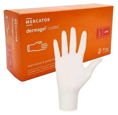 Produktbild von Medizinische Einweghandschuhe aus Latex Mercator DERMAGEL 100 Stk RUKLAT_MERC_L