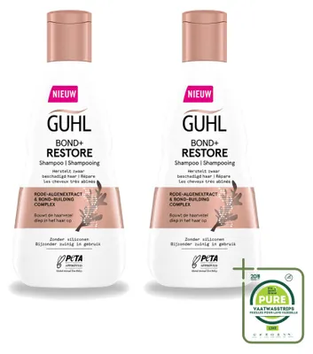 Zdjęcie produktu dla 2 sztuki szamponu Guhl Bond+ Restore do włosów zniszczonych - 250 ml - opakowanie zbiorcze