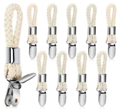 Produktbild von 10 Stück Handtuchaufhänger Weiß, Haken für Handtücher, Handtuchklammern ohne Nähen mit Schlaufen für Häuser, Schränke und Badezimmer
