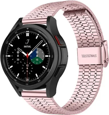 Produktbild von Strap-it Edelstahlarmband - Kompatibel mit Samsung Galaxy Watch 4 Classic Armband 46mm Ersatzarmband Edelstahl - Verstellbarer Verschluss - Hochwertiges Material - für Smartwatch 20mm Armband Rosa