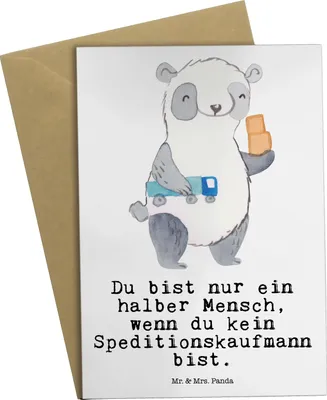 Produktbild von Mr. & Mrs. Panda babykarte Speditionskaufmann Herz - Weiß - Geschenk, osterkarten, weihnachtskarten, Grußkarte, einladungskarten, glückwunschkarten