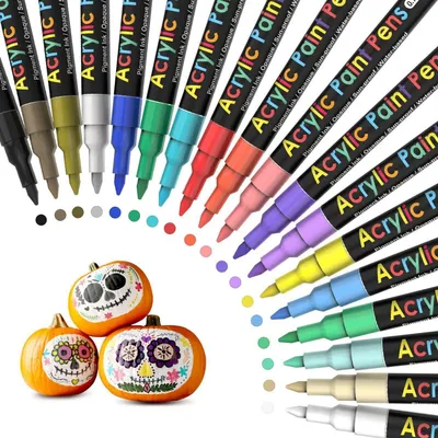 Zdjęcie produktu dla Zestaw cienkopisów akrylowych, 18 kolorów, 0,7 mm, wodoodpornych, do użytku na kamieniach, drewnie, szkle, ceramice i płótnie
