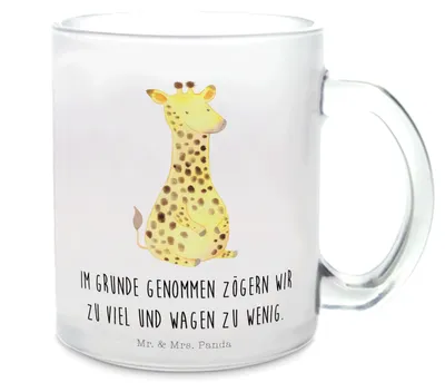 Produktbild von Mr. & Mrs. Panda Teetasse Giraffe Zufrieden - Transparent - Geschenk, Glas, Afrika, Abenteuer, Häferl, Glasbecher, Pott, Glück, Tee Tasse