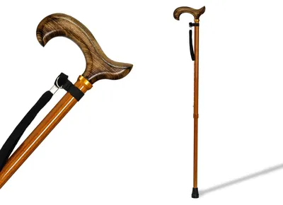 Image de Trépied télescopique - Réglable - Poignée antidérapante - Manche en bois - Aluminium léger - Support et stabilité - Canne de marche