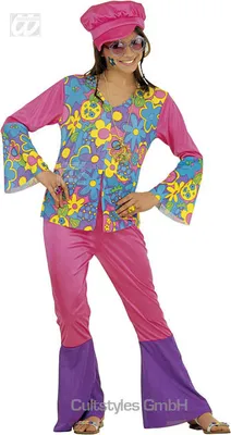 Produktbild von 60er 70er Hippie Mädchenkostüm bunt