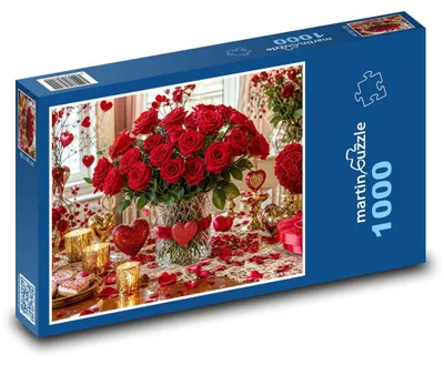 Obrázek produktu pro Puzzle 1000 Valentýnská kytice srdcí - martinpuzzle