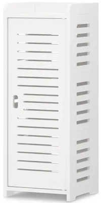 Image de Meubles de salle de bain - Meuble de salle de bain sur pied avec porte - Meuble de rangement avec étagères - Plastique - 80 x 30 x 30 cm - Blanc
