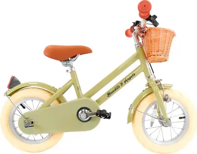 Produktbild von Bandits & Angels Kinderfahrrad 12 Zoll Retro Rider Grün ab 3 Jahren - Metall-Kinderfahrrad für Jungen und Mädchen - Inklusive Lenkerkorb - Verstellbarer Sattel und Lenker - 12-Zoll-Luftreifen