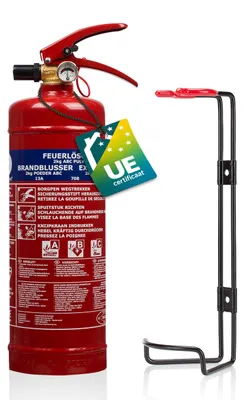 Zdjęcie produktu dla Gaśnica proszkowa - 2 kg - do gaszenia pożarów typu ABC - nadaje się do użytku w pojazdach i domach - zawiera uchwyt do montażu na ścianie