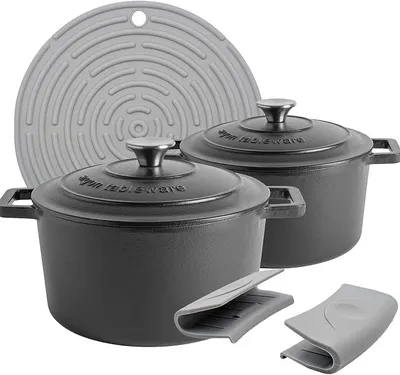 Imagen del producto de Juego de dos moldes para horno esmaltados de hierro fundido, capacidad de 4,5 litros, color mate