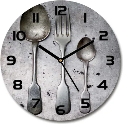 Produktbild von Wanduhr aus Glas 30fi Glasbild Glasuhr Gehärtetes Glas - schwarze-zeiger - Cutlery