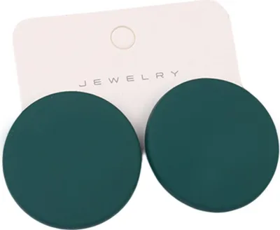 Produktbild von 1 Paar Ohrstecker, Bonbonfarben, geometrisch, Sprühfarbe, Piercing, schlicht, für Damen und Mädchen, große runde Ohrstecker, Modeschmuck, Geschenk für Freundinnen-Dunkelgrün