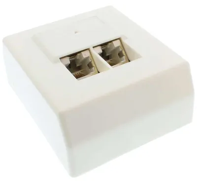 Image de InLine® 74202 Cat.5e prise de raccordement, AP 2x RJ45 prise femelle, RAL 9010, blanc