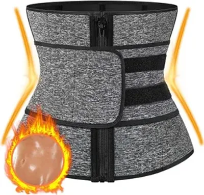 Produktbild von Waist Trainer Neopren Bauchweggürtel, Sport Fitness Gürtel Saunaeffekt Schwitzgürtel zur Fettverbrennung Muskelaufbau Saunagürtel Grau XL