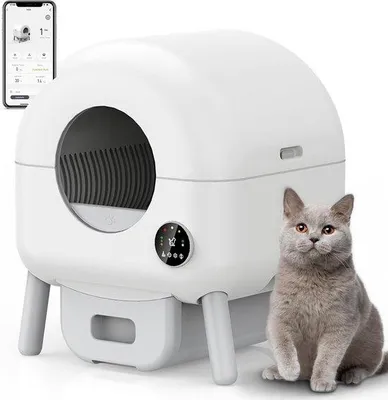 Immagine prodotto di Lettaia automatica per gatti con sensore – Lettiera intelligente per interni – Lettiera che non richiede la pulizia manuale – Inodore e igienica – Per gatti di tutte le taglie – Lettiera a chiusura ermetica con sistema di autopulizia