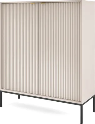 Image de Commode : 2 portes, cachemire, noir, 104 x 125 x 39 cm, poignées dorées