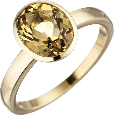 Produktbild von Gr. 56 Damen Ring 585 Gold Gelbgold 1 Citrin gelb Goldring Citrinring