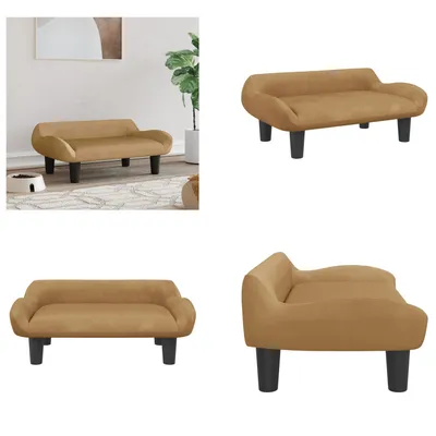 Zdjęcie produktu dla vidaXL Legowisko dla psa brązowe 70x40x24 cm aksamitne - legowisko dla psa - kanapa dla psa - kanapa dla zwierzaka