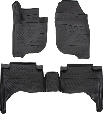 Produktbild von J&J AUTOMOTIVE | 3D Design Gummimatten Gummifußmatten Für Mitsubishi L200 2015-2019, Schwarz, Anti-Rutsch, Ohne Geruch, mit Tunnel, Allwetter, 3cm Hoher Rand
