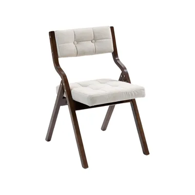 Produktbild von AIORBER Faltbare Holzstühle 2er-Set mit Polster Gepolsterte Klappstühle für Gäste Küche Büro Hochzeit Party Grau/Khaki/Creme