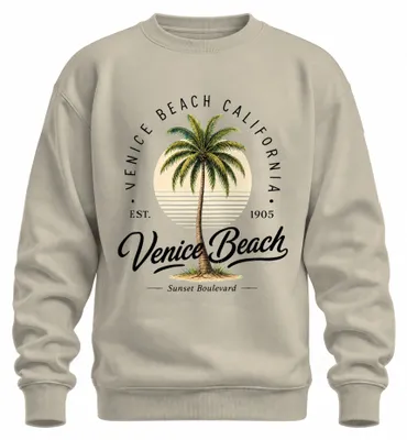Produktbild von Venice Beach California Sunset Boulevard Palme Retro USA Sweatshirt Pullover, Natur, S