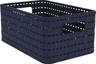 Produktbild von Rotho Aufbewahrungskorb A5 6 Liter Volumen 8873809 Kiste Country Rattan-Optik, Rotho Korb Farbe:Midnight Blau, Rotho Korb Größe:DIN A5 6 Liter