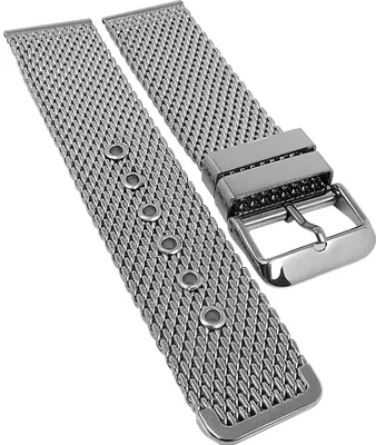 Produktbild von Minott Uhrenarmband Milanaise Edelstahl silberfarben grobes Geflecht, Stegbreite:24mm